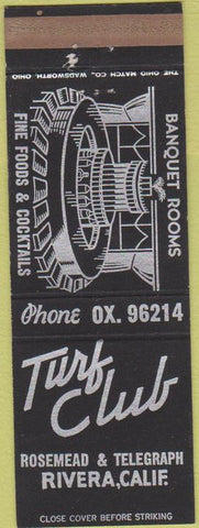 Matchbook Cover - Turf Club Rivera CA