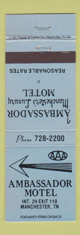 Matchbook Cover - Ambassador Motel Manchester TN