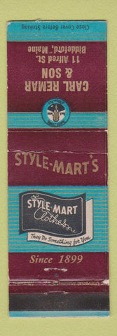 Matchbook Cover - Style Mart Men's Clothes Carl Remar Son Biddeford ME