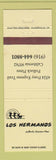 Matchbook Cover - Los Hermanos Mexican Restaurant Pollock Pines CA