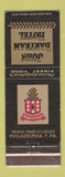 Matchbook Cover - John Bartram Hotel Philadelphia PA
