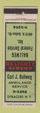 Matchbook Cover - Carl Ballweg Funeral Home Syracuse NY