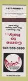 Matchbook Cover - Primo Ristorante Italian Pizza Sarasota FL