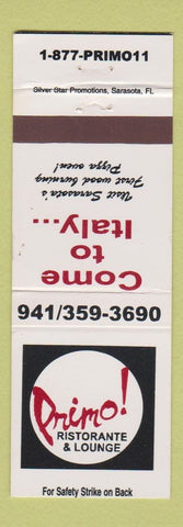 Matchbook Cover - Primo Ristorante Italian Pizza Sarasota FL