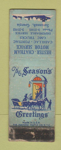 Matchbook Cover - Hester Chatham Cadillac Pontiac GMC Trucks Savannah GA WORN