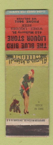 Matchbook Cover - Blue Bird Liquor Store pinup WEAR