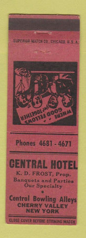 Matchbook Cover - Central Hotel Cherry Valley NY