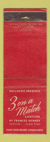 Matchbook Cover - 3 on a Match Lipsticks Frances Denney Bullocks WORN