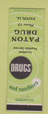 Matchbook Cover - Paton Drug Store Paton IA low phone #
