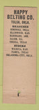 Matchbook Cover - Happy Pumpers Belting Tulsa OK