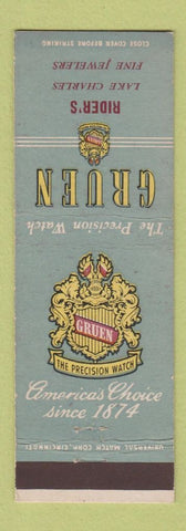 Matchbook Cover - Gruen Watches Rider's Jewelry Lake Charles