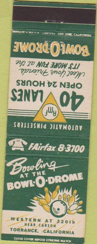 Matchbook Cover - Bowl O Drome bowling Torrance CA