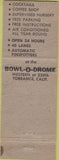 Matchbook Cover - Bowl O Drome bowling Torrance CA