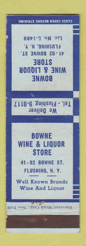 Matchbook Cover - Bowne Wine Liquor Store Flushing NY