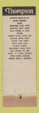 Matchbook Cover - Thompson Products Auto Parts Davenport IA WEAR