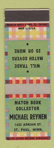 Matchbook Cover - Michael Reyner Match Collector St Paul MN SAMPLE