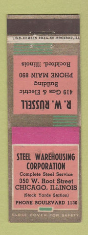 Matchbook Cover - RW Russell Steel Warehouse Chicago IL Rockford