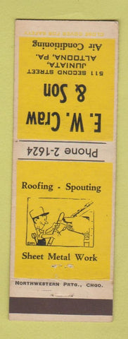 Matchbook Cover - EW Craw & Son Roofing Altoona PA
