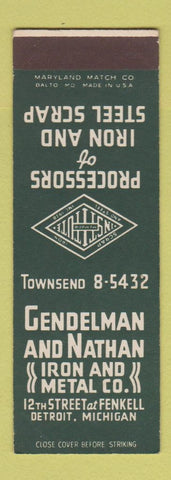 Matchbook Cover - Gendelman and Nathan Iron Metal Detroit MI SAMPLE