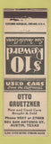 Matchbook Cover - Otto Gruetzner Used Cars Austin TX