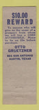 Matchbook Cover - Otto Gruetzner Used Cars Austin TX