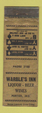 Matchbook Cover - Warble's Inn Porter IN WORN