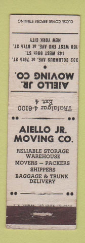 Matchbook Cover - Aiello Jr Moving Company New York City WORN WHITE