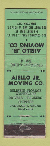Matchbook Cover - Aiello Jr Moving Company New York City WORN GREEN