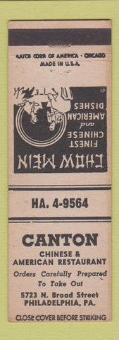 Matchbook Cover - Canton Chinese Restaurant Philadelphia PA