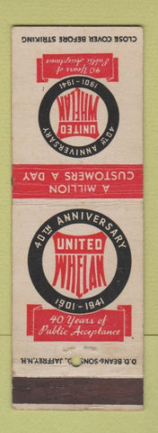 Matchbook Cover - United Whelan 1941 Stores