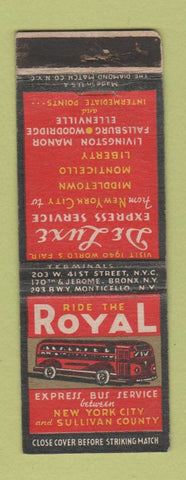 Matchbook Cover - Royal Bus Lines New York City Sullivan County WEAR
