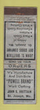 Matchbook Cover - Powell Brand Work Clothes St Joseph MO WORN