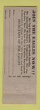 Matchbook Cover - Eagles Club Kansas City MO Wyandotte