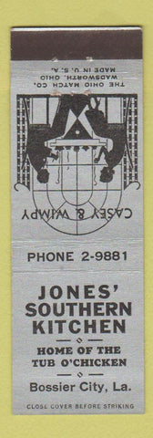Matchbook Cover - Jones' Southern Kitchen Bossier City LA Tub o Chicken