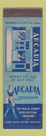 Matchbook Cover - Arcadia Restaurant Burlington VT girlie