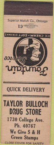 Matchbook Cover - Taylor Bulloch Drug Store NO TOWN Green Stamps