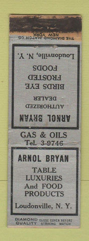 Matchbook Cover - Arnol Bryan Birds Eye Frozen Food Loudonville NY DQ WORN