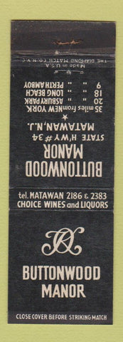 Matchbook Cover - Buttonwood Manor Matawan NJ