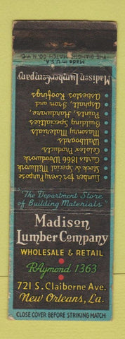 Matchbook Cover - Madison Lumber New Orleans LA WORN