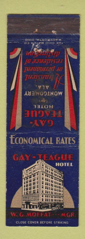 Matchbook Cover - Gay Teague Hotel Montgomery AL WORN