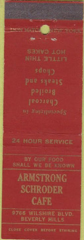 Matchbook Cover - Armstrong Schroder Cafe Beverly Hills CA
