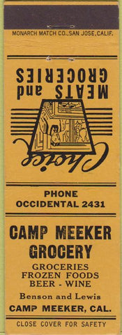 Matchbook Cover - Camp Meeker Grocery CA orange