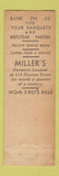 Matchbook Cover - Miller's Restaurant New York City