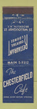 Matchbook Cover - Chesterfield Cafe Brooklyn NY