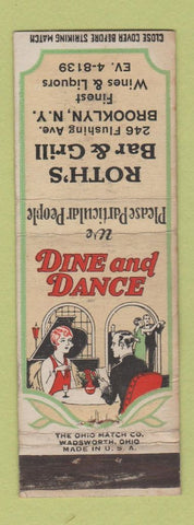 Matchbook Cover - Roth's Bar Grill Brooklyn NY WEAR