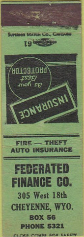 Matchbook Cover - Federated Finance Co Cheyenne WY