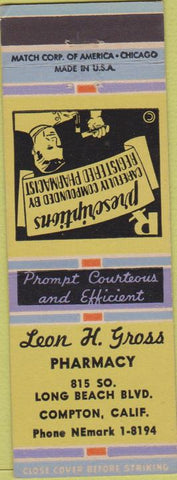Matchbook Cover - Gross Pharmacy Compton CA