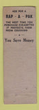Matchbook Cover - Rap A Pak Cigarette protector WORN