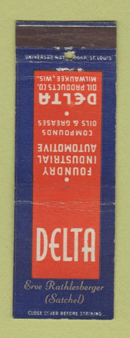 Matchbook Cover - Delta Foundry Industrial Automotive oil grease Milwaukee WI