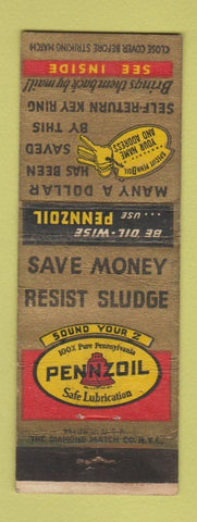 Matchbook Cover - Pennzoil oil gas WEAR
